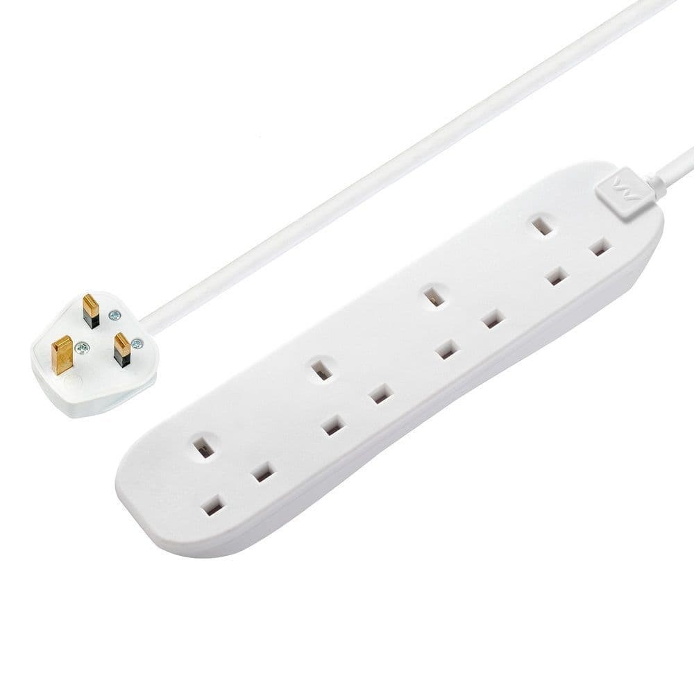 Masterplug 13A 1m 4 Gang Extension Lead WHITE