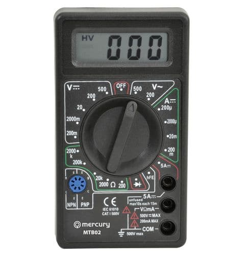 Mercury Digital Multimeter (inc Battery)