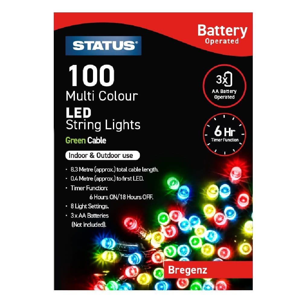 Status 100 Multi Action Battery Operated LED String Lights MULTI COLOUR