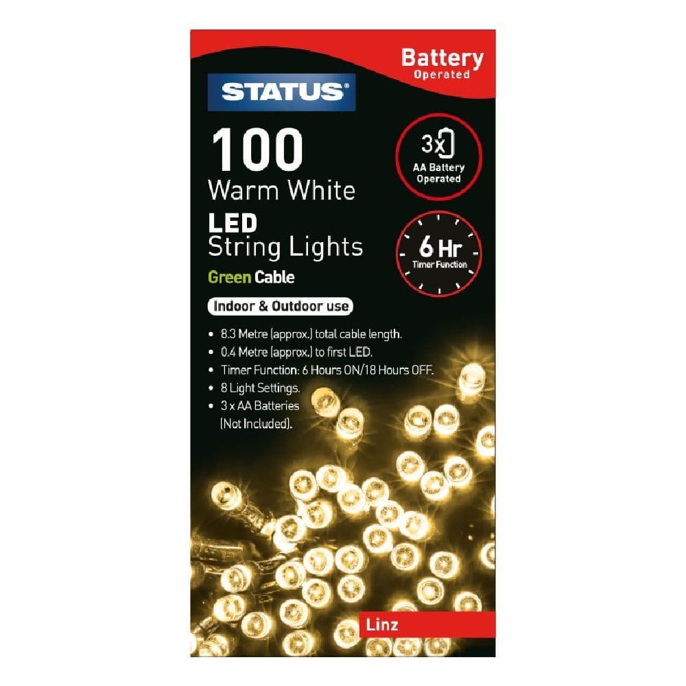 Status 100 Multi Action Battery Operated LED String Lights WARM WHITE