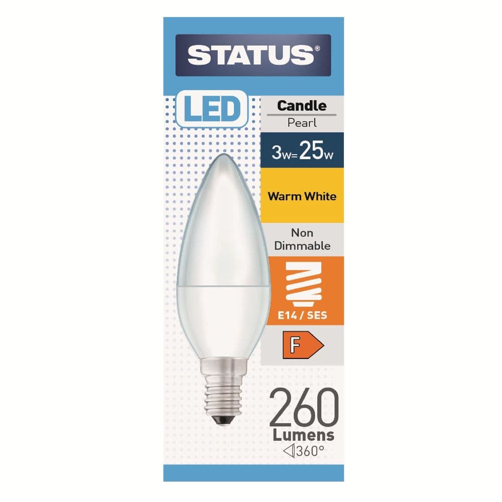 Status 3W 25W SES Candle Opal Warm White LED Light Bulb