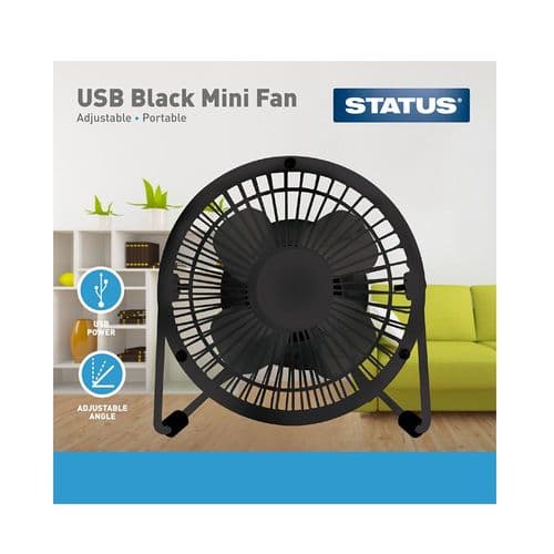 Status 4 Inch USB Mini Fan BLACK