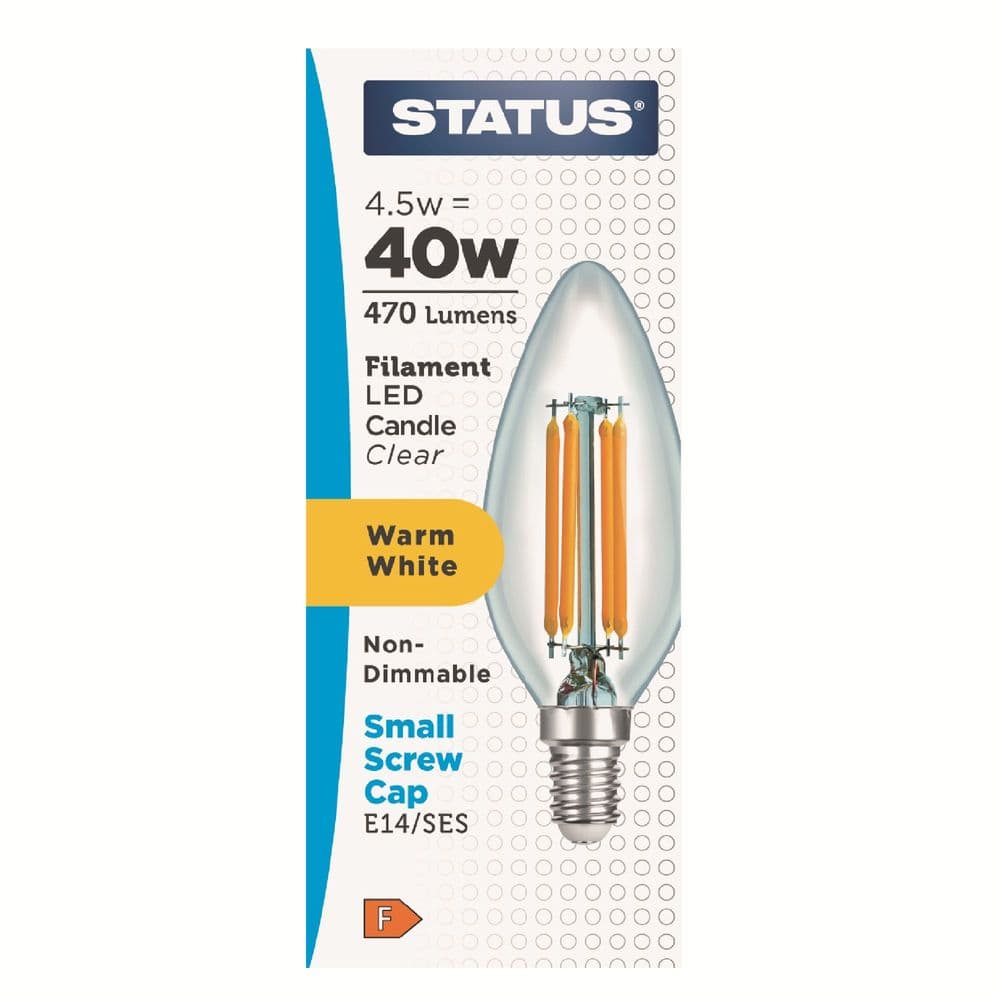 Status 4 5w 40w SES Candle Filament Warm White LED Light Bulb