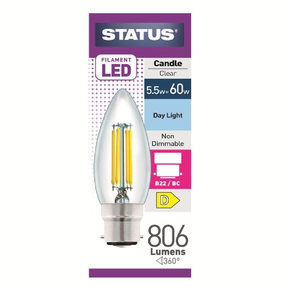 Status 5 5w 60w BC Candle Filament LED DAYLIGHT