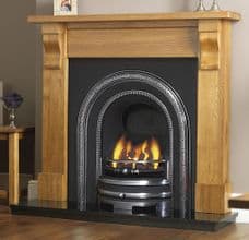 Decorative Arched Insert & Oak Mantelpiece Fireplace Package