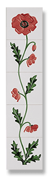 Field Poppy (Ivory Red) Fireplace Tile Set - Tubeline Tiles
