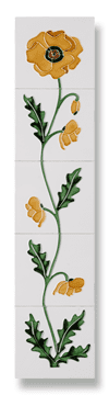 Field Poppy (Ivory Yellow) Fireplace Tile Set - Tubeline Tiles