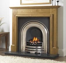 Plain Arched Insert & Oak Mantelpiece Fireplace Package