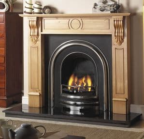 Plain Arched Insert & Pine Mantelpiece Fireplace Package