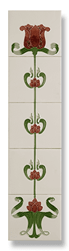 Tulip (Ivory Burgundy) Fireplace Tile Set - Tubeline Tiles
