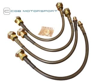 Brake Hoses Lines Braided Stainless Steel Zinc Fittings Black
