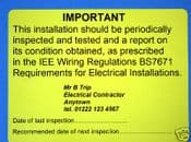 50 Personalised EICR Periodic Inspection Labels. BS7671
