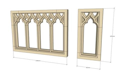 Garden folly four panel Gothic window Free delivery