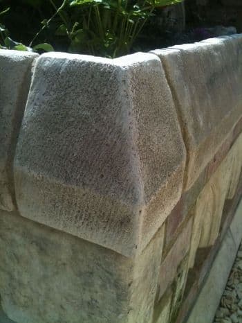 Garden folly wall capping corner stone