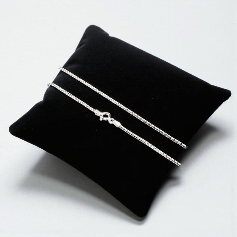 .925 Sterling silver box chain in various lengths, 14, 16, 18, 20 and 24 inches | Charming Engraving