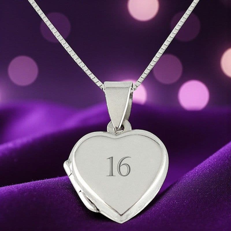 925 Silver Heart Locket Necklace for  16th, 18th, 21st, etc Birthday| Charming Engraving