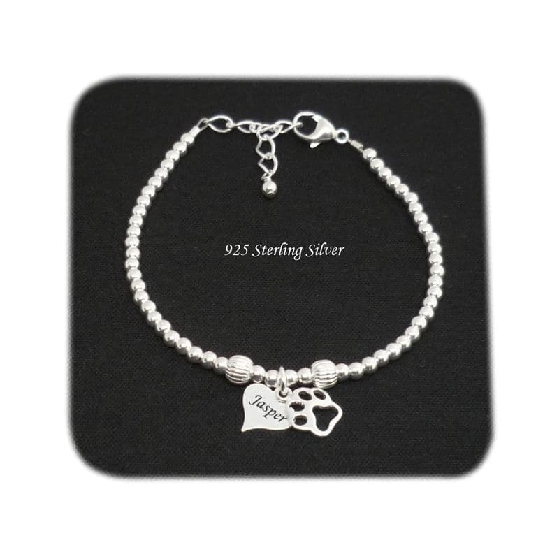 925 Sterling Silver Personalised Pet Name Bracelet with Any Name Engraved | Charming Engraving