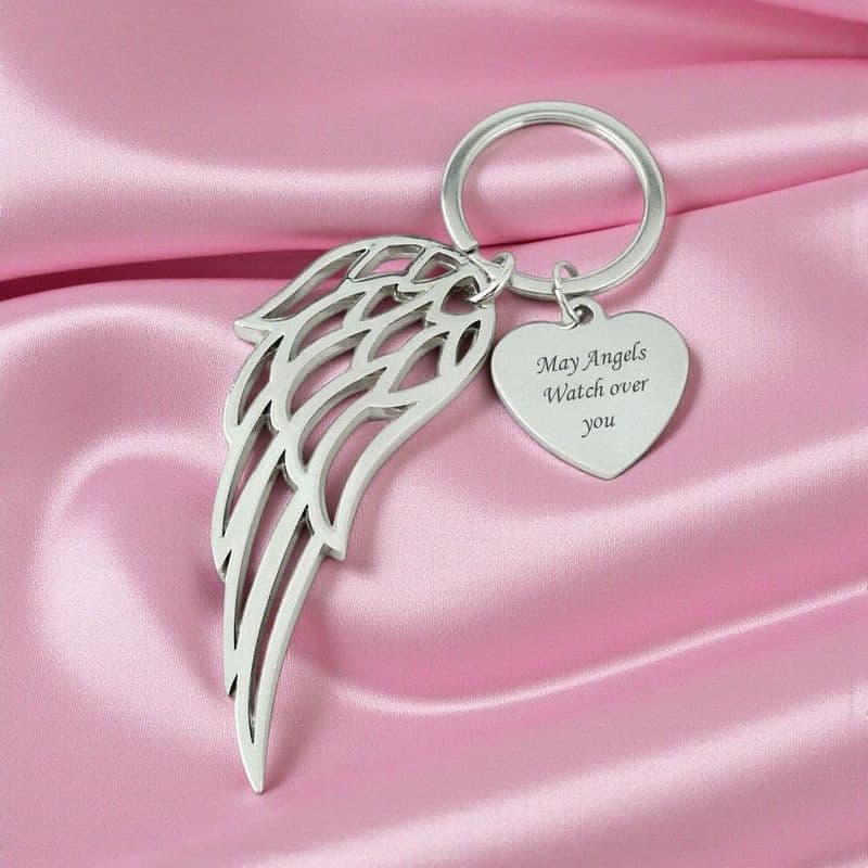 Angel Wing Key Ring with Engraving | Charming Engraving
