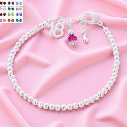Beaded Birthstone Bracelet with 18 Charm