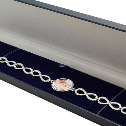 Beautiful Gift Boxed Infinity Chain Photo Bracelet, Any Photograph