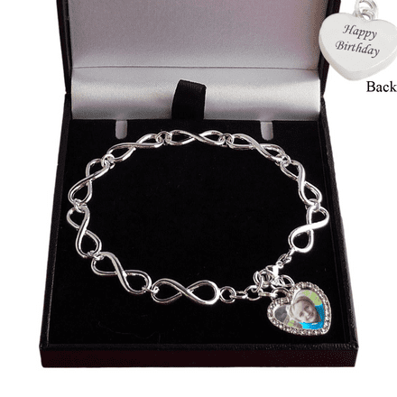 Beautiful, Infinity link, Photo Bracelet with Engraving, Personalised
