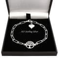 Beautiful Sterling Silver Chain Bracelet with Engraved Heart and Tree of Life | Charming Engraving