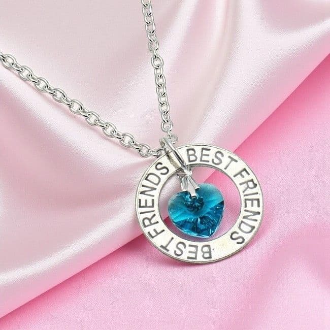 Best Friends Necklace with Birthstone Heart | Charming Engraving