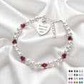 Birthstone & Pearl Bracelet with Engraved Heart | Charming Engraving
