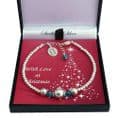 Birthstone Bracelet for Christmas with Engraved Tag | Charming Engraving