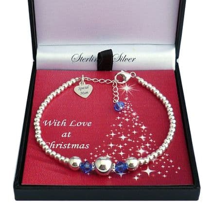 Birthstone Bracelet for Christmas with Engraved Tag