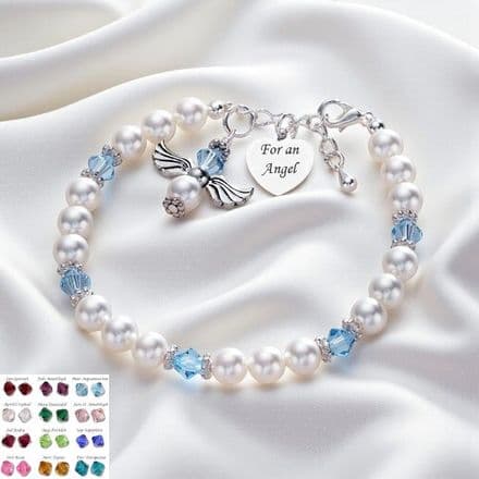 Birthstone Bracelet with Guardian Angel Charm