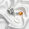 Birthstone Charm with Sterling Silver Engraved Tag fits Pandora | Charming Engraving