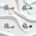 Birthstone Charm with Sterling Silver Engraved Tag fits Pandora | Charming Engraving