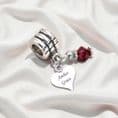 Birthstone Charm with Sterling Silver Engraved Tag fits Pandora | Charming Engraving