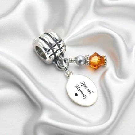 Birthstone Charm with Engraved Special Mummy Tag