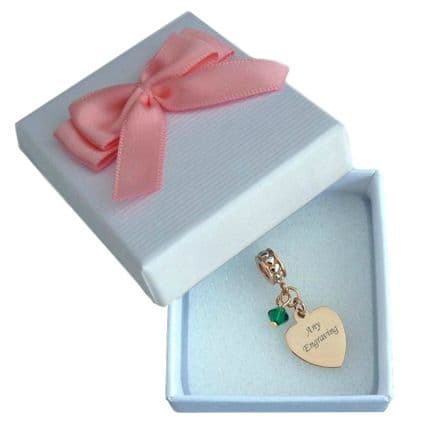 Birthstone Charm with Engraving in Rose Gold