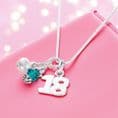 Birthstone Necklace with Sterling Silver '18' Pendant | Charming Engraving