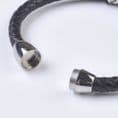 Black Leather and Steel For Man or Boy, Bracelet in a Happy Birthday Gift Box | Charming Engraving