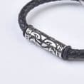 Black Leather and Steel For Man or Boy, Bracelet in a Happy Birthday Gift Box | Charming Engraving
