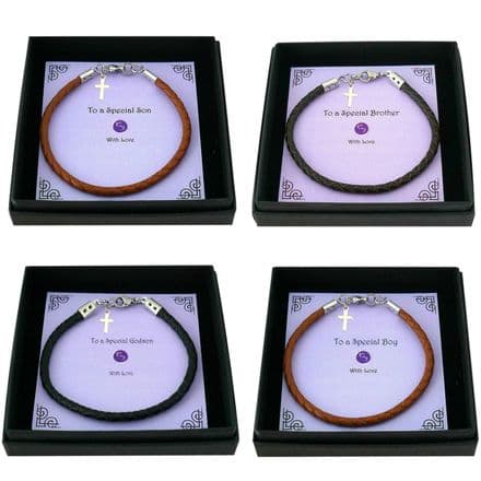 Boys Leather Bracelet for First Holy Communion