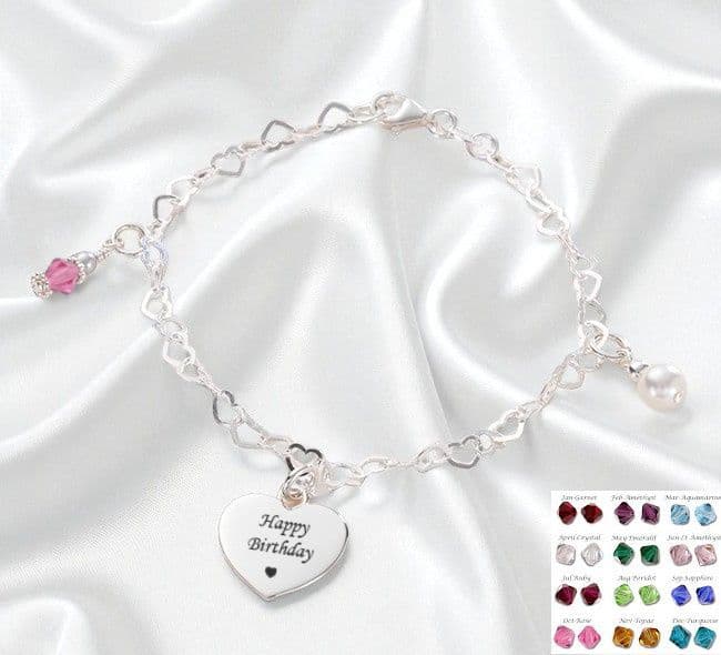 Fantasia Birthstone Bracelet with Engraving | Charming Engraving