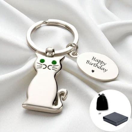 Cat Key Ring with Engraving