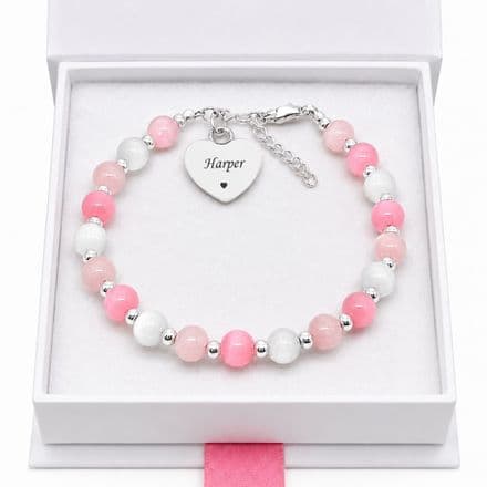 Cats Eye Bracelet with Engraved Heart