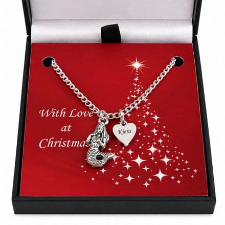 Christmas Mermaid Necklace for Girls, Granddaughter, Niece etc