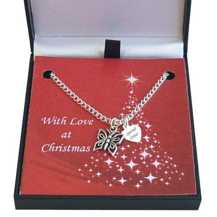 Christmas Necklace with Butterfly for granddaughter, Daughter, Niece etc