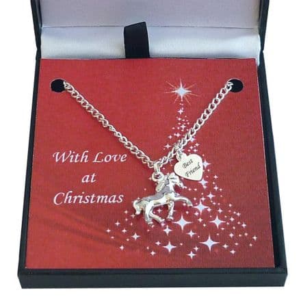 Christmas Necklace with Horse for Girls, Sister, Daughter, Niece etc