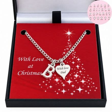 Christmas Necklace with Initial for Girls, Sister, Daughter, Niece etc