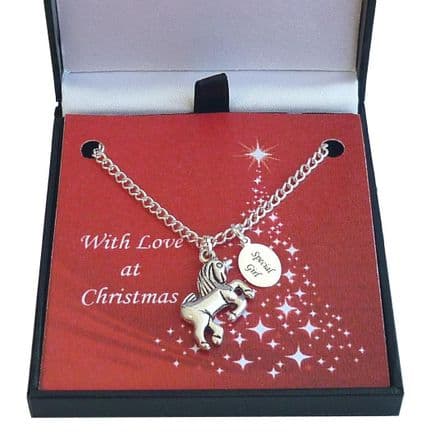 Christmas Necklace with Unicorn for Girls, Sister, Daughter etc