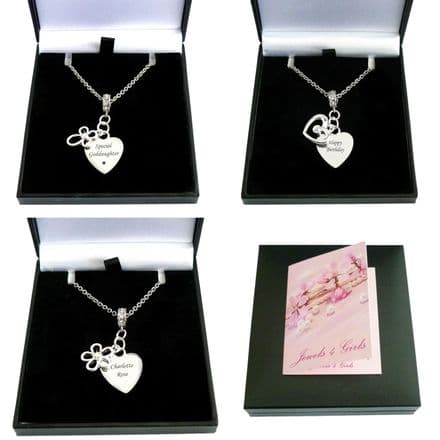 Cross, Heart or Flower Necklace with Engraving