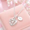 Cross in Heart Necklace with Engraving, Sterling Silver| Charming Engraving
